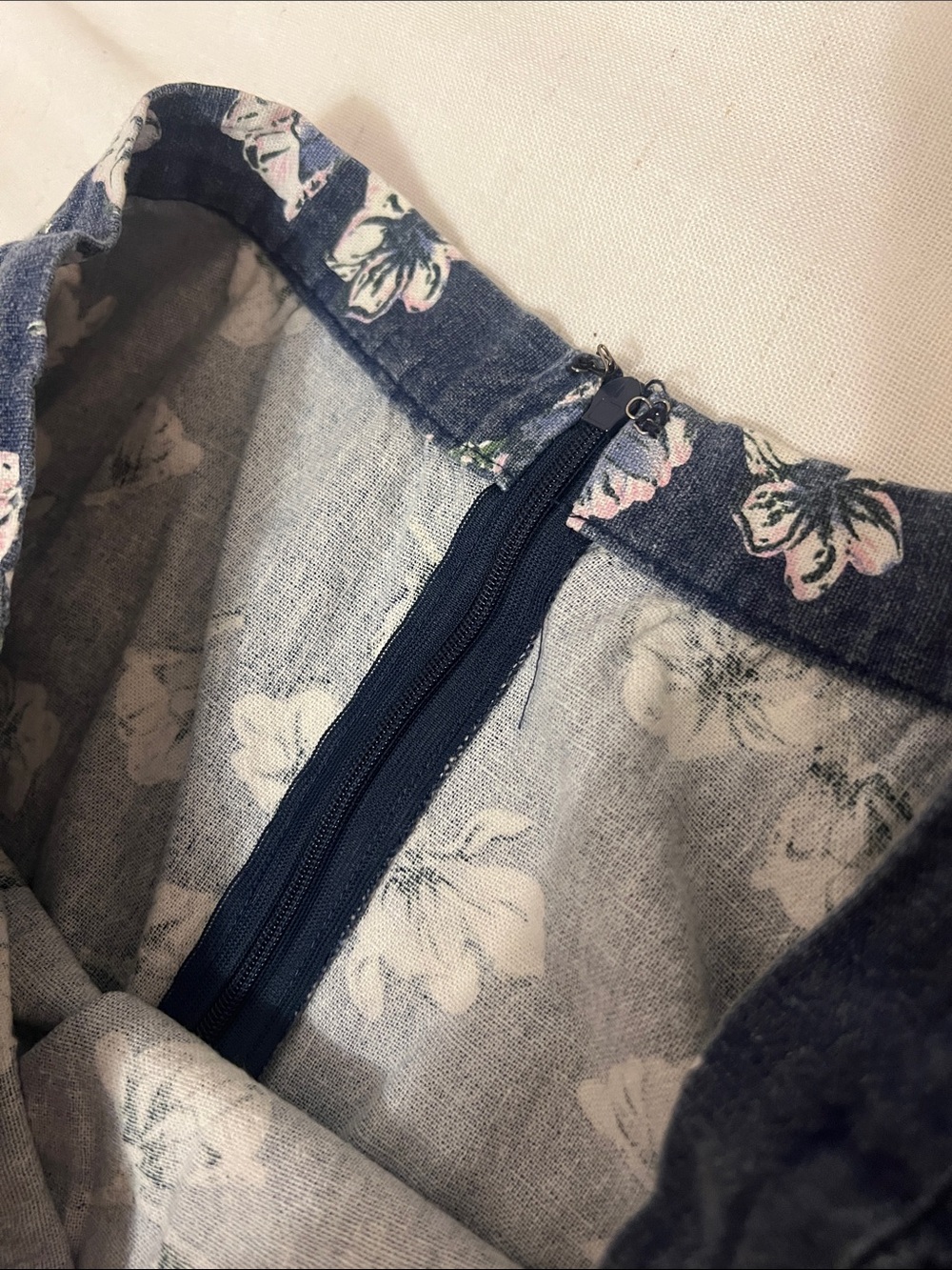 Vintage? Denim Floral Midi Skirt - Picture 2 of 3